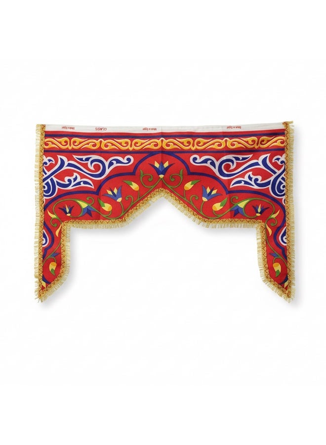 2 Pcs Traditional Ramadan Khayamiya Door Hanging - Classic Arch Design with Gold Fringe - 85 x 65 cm - Image 1